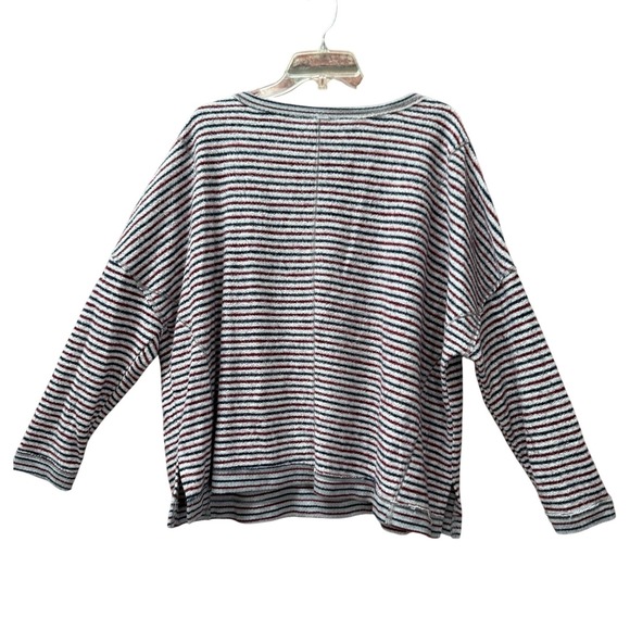 Free People Striped Long Sleeve Knit Top boxy Oversized size Medium - Picture 3 of 6